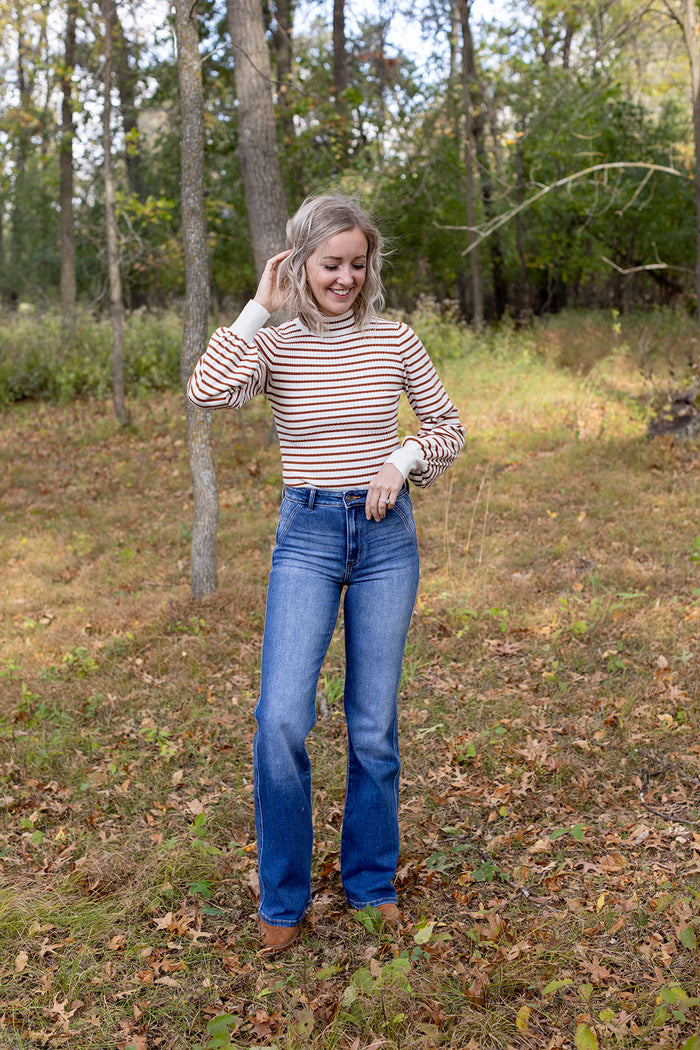 Too Chic Cinnamon Stripe Bodysuit - *1 LEFT*