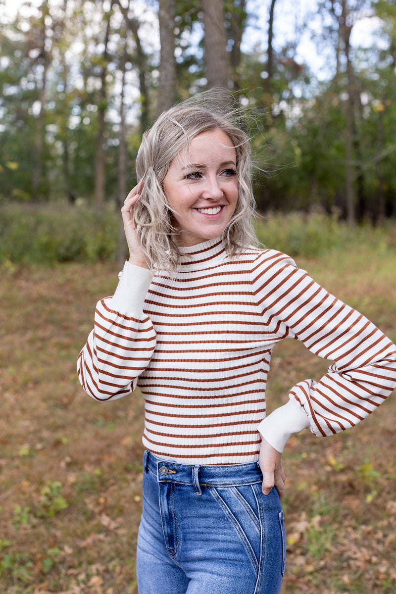 Too Chic Cinnamon Stripe Bodysuit - *1 LEFT*