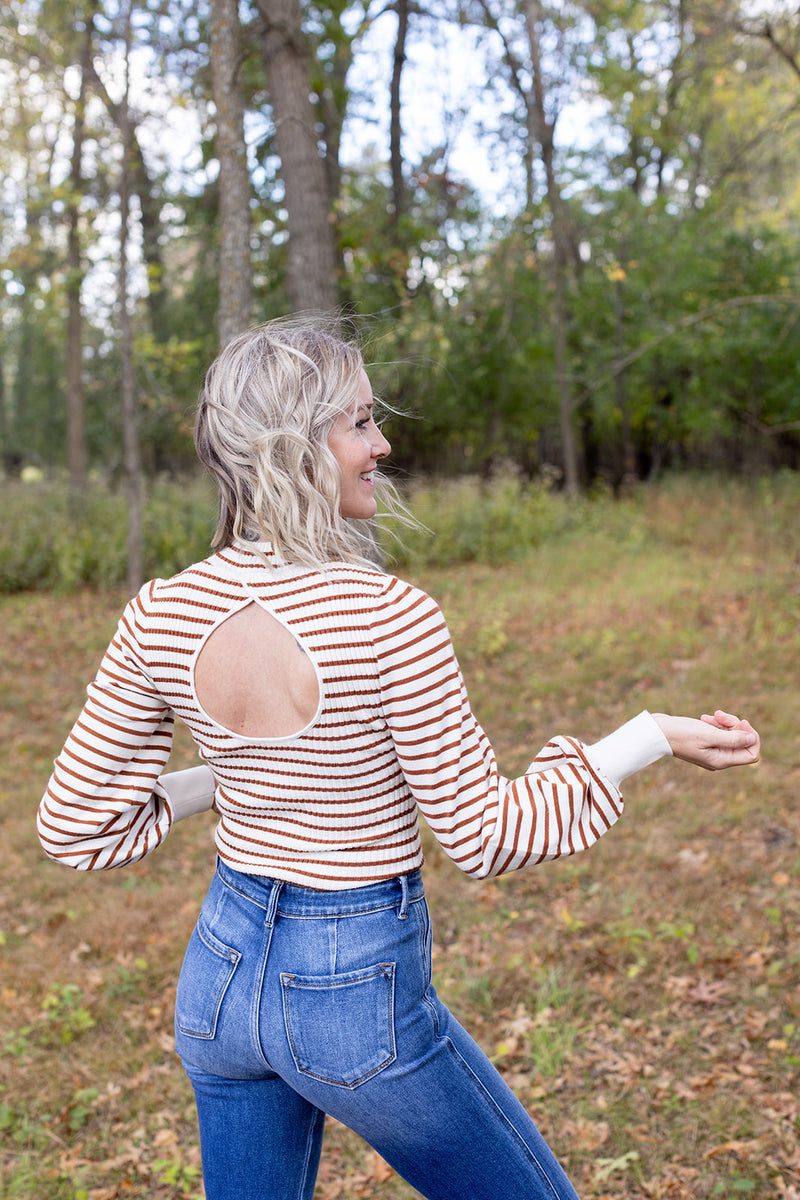 Too Chic Cinnamon Stripe Bodysuit - *1 LEFT*