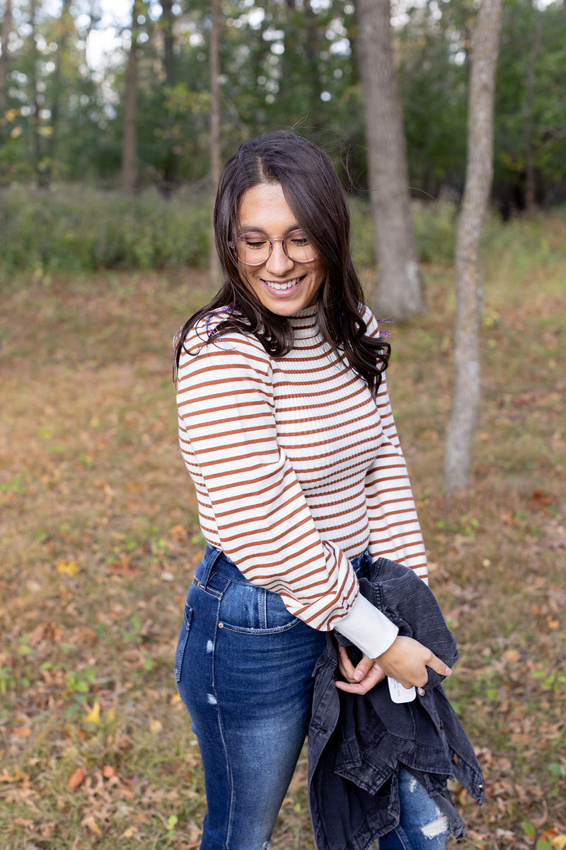 Too Chic Cinnamon Stripe Bodysuit - *1 LEFT*