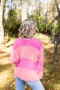 Check Please Fuzzy Color Block Sweater Cardigan