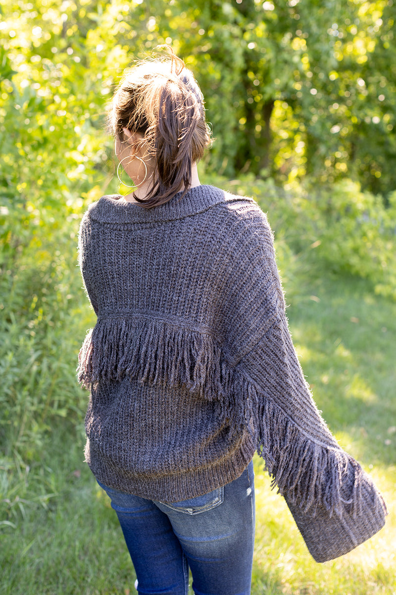 Boho Love Fringe Sweater -*1 LEFT*