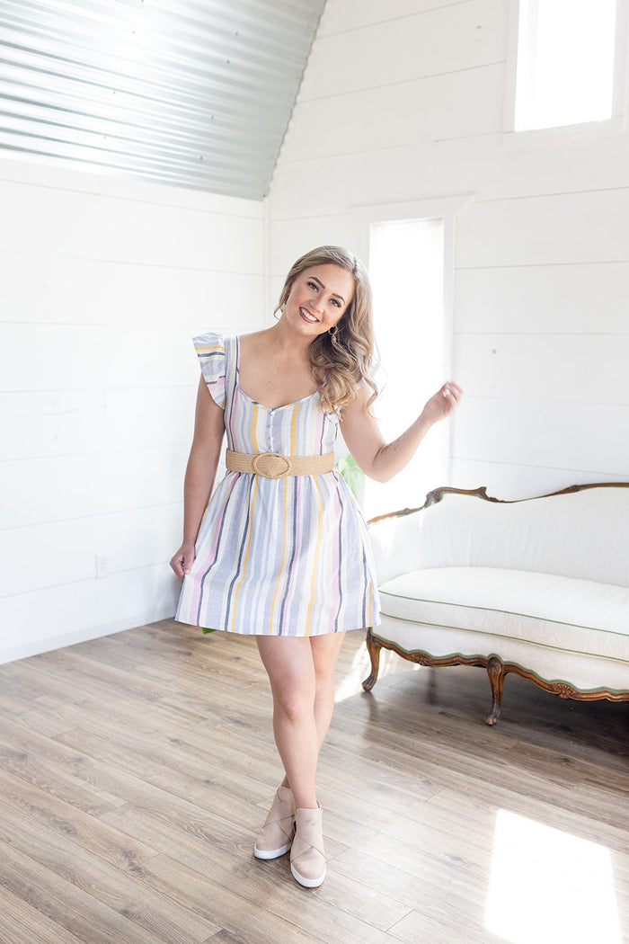 Lined Up Rainbow Stripe Dress - *1 LEFT*