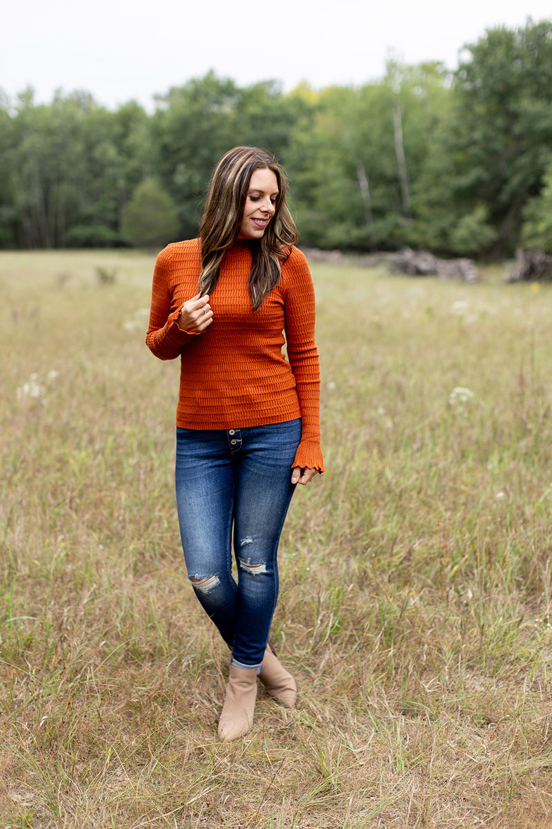 Pumpkin Latte Textured Sweater - *LOW STOCK*