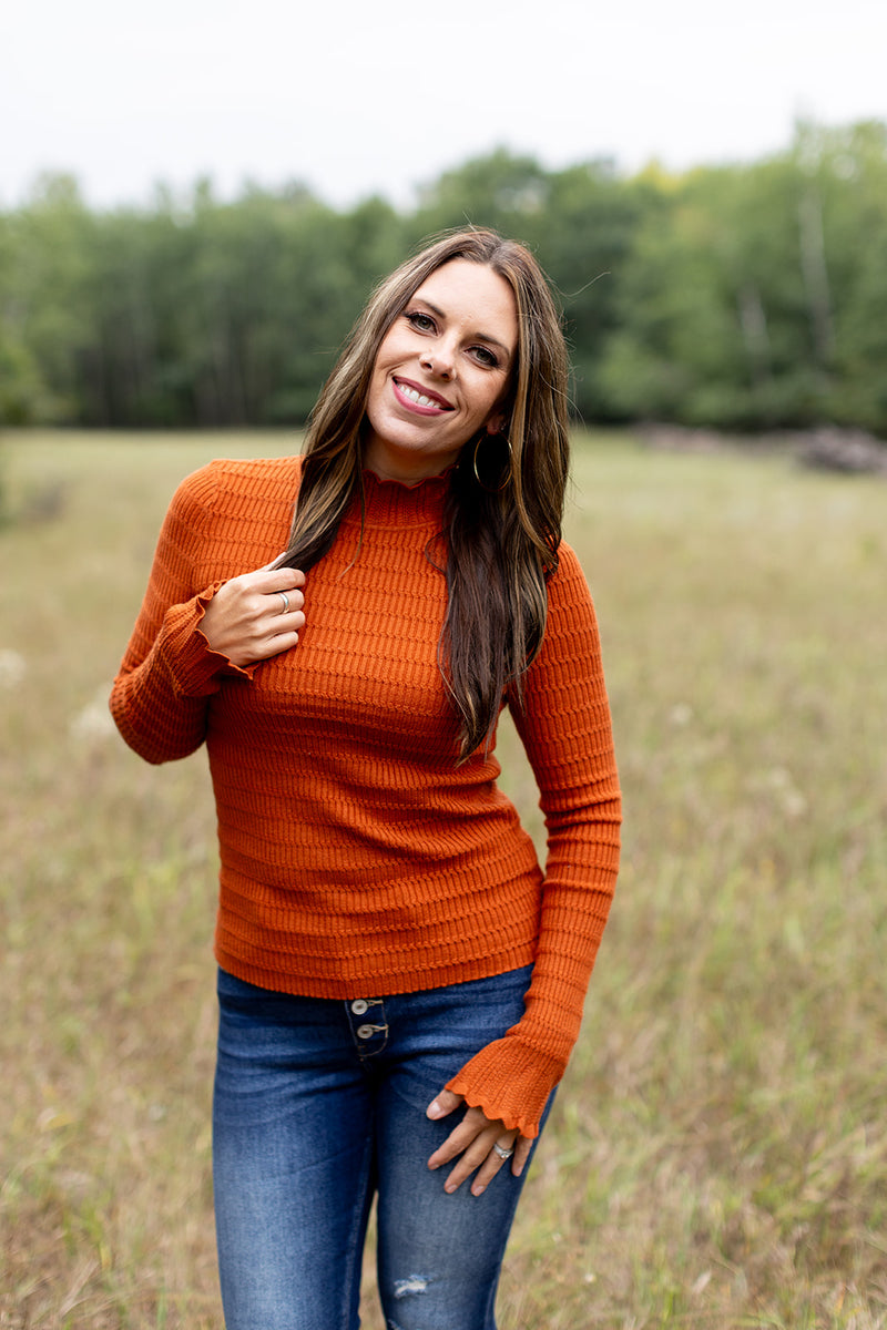 Pumpkin Latte Textured Sweater - *LOW STOCK*