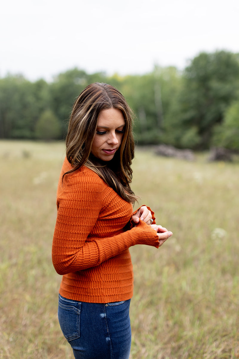 Pumpkin Latte Textured Sweater - *LOW STOCK*