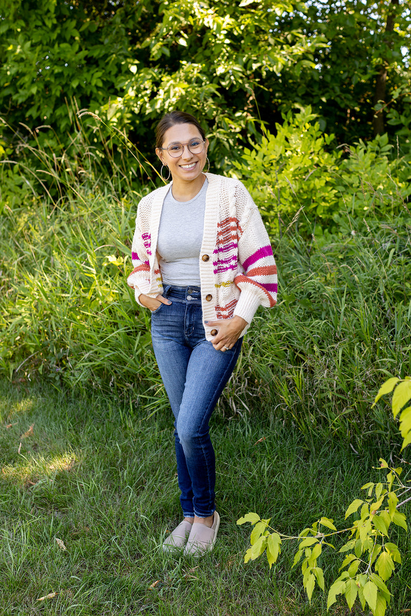 Sunset Glow Stripe Sweater Cardigan - *1 LEFT*