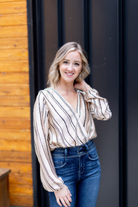 Make You Believe Stripe Satin Bodysuit