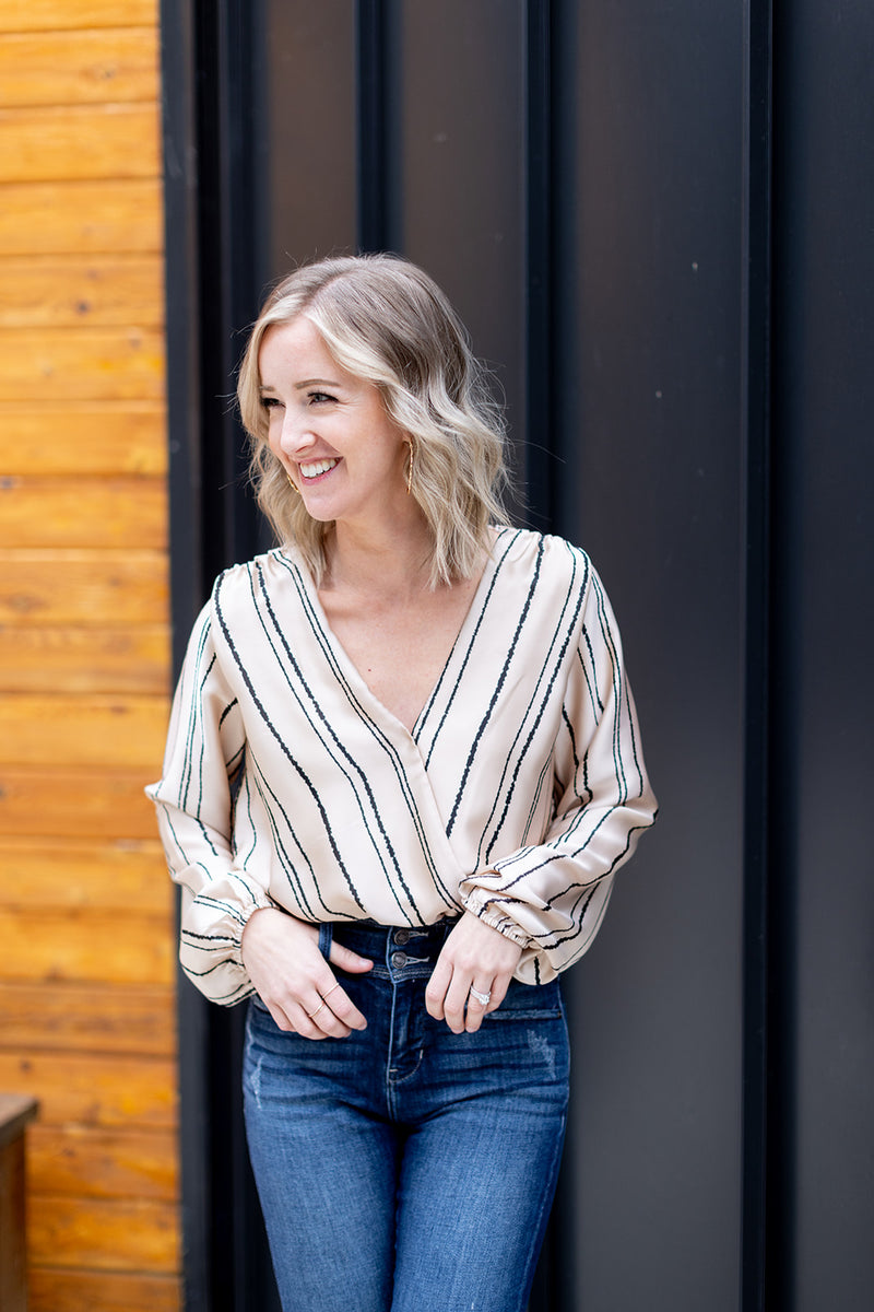 Make You Believe Stripe Satin Bodysuit