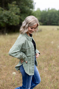 Weekend Away Washed Twill Studded Jacket