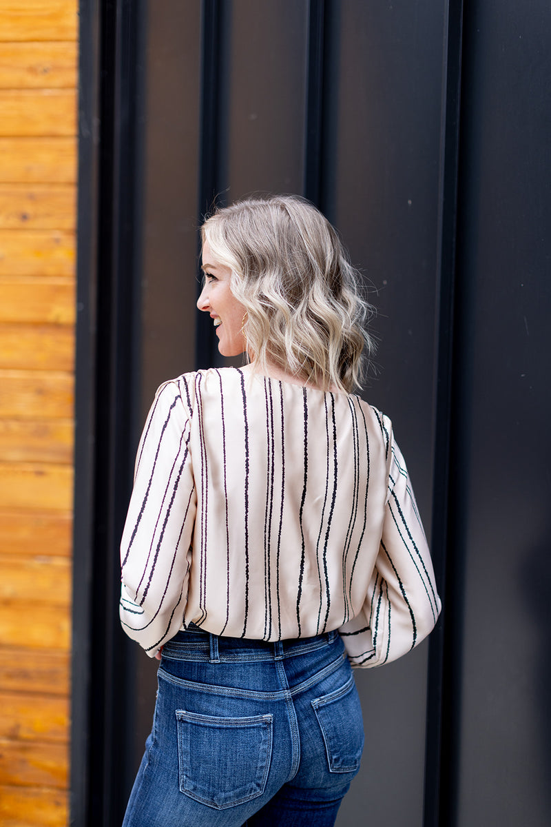 Make You Believe Stripe Satin Bodysuit