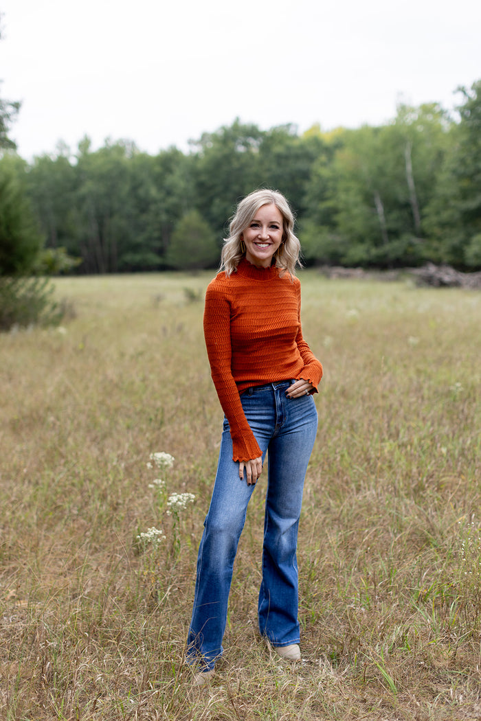 Pumpkin Latte Textured Sweater - *LOW STOCK*