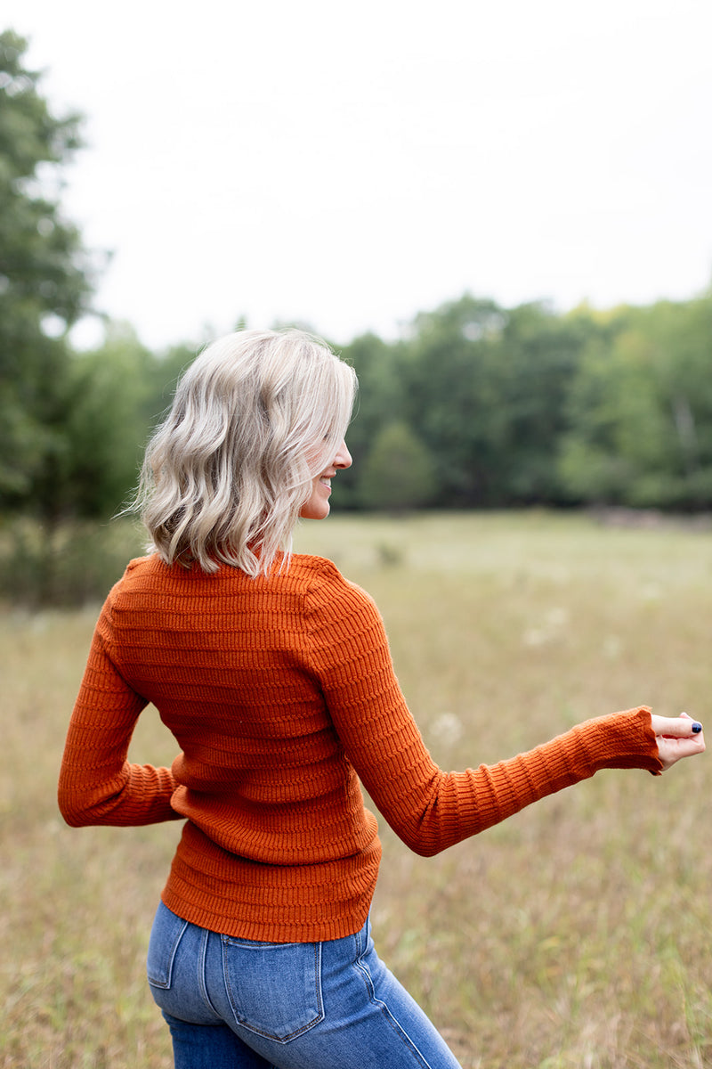 Pumpkin Latte Textured Sweater - *LOW STOCK*