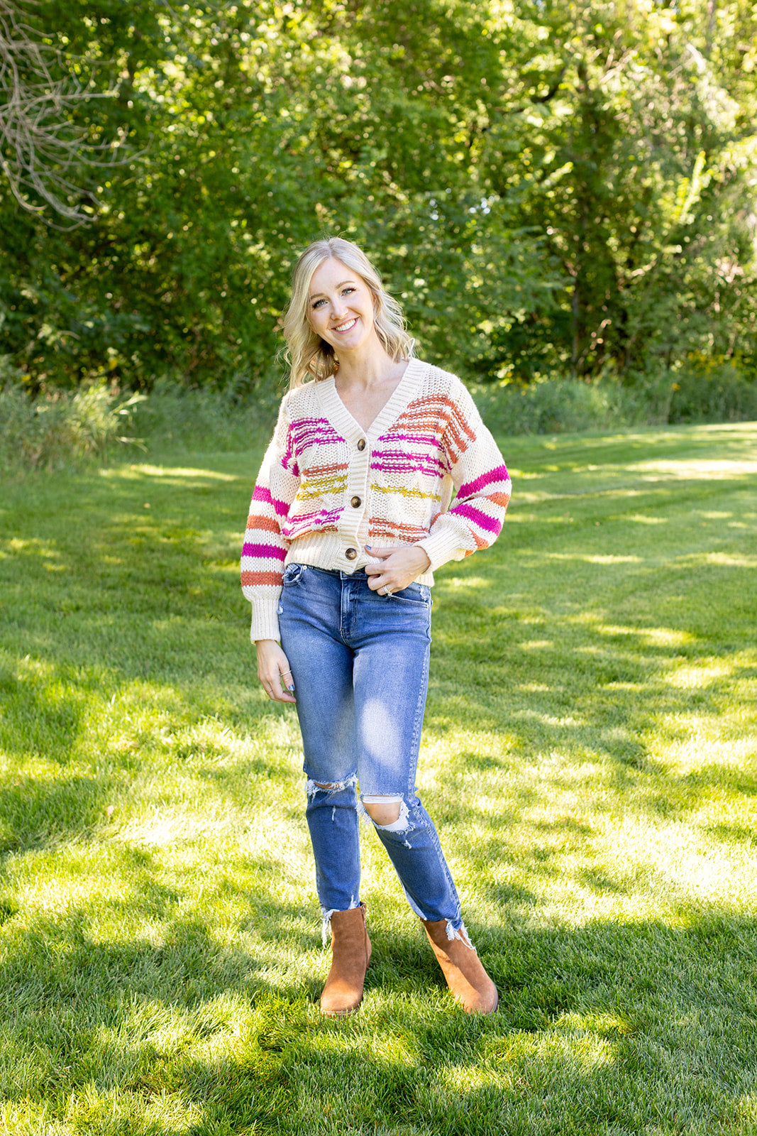 Sunset Glow Stripe Sweater Cardigan - *1 LEFT*