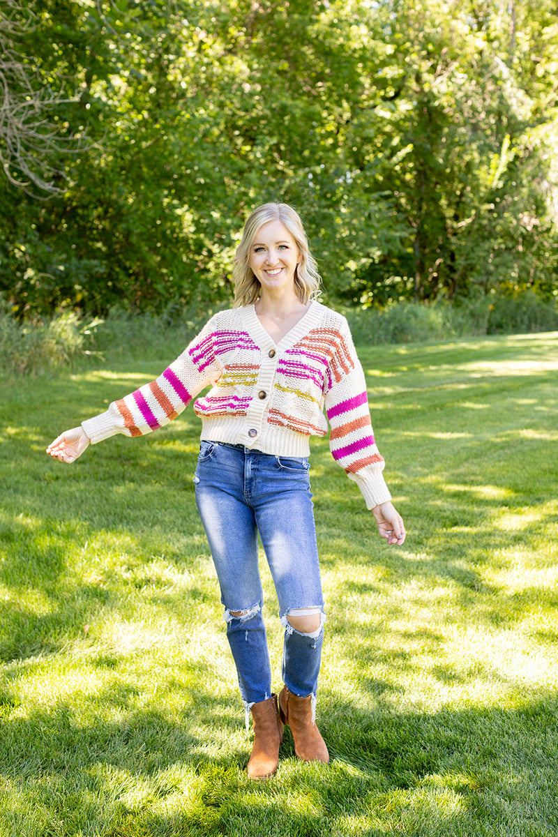 Sunset Glow Stripe Sweater Cardigan - *1 LEFT*