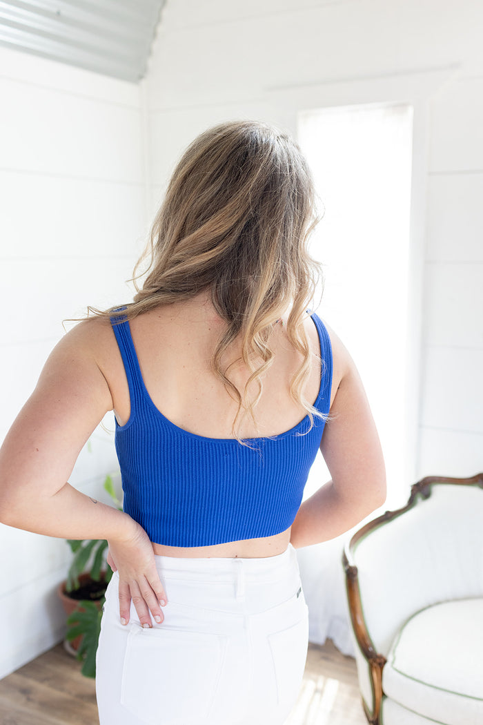 Listen Up Cobalt Blue Ribbed Tank - *LOW STOCK*