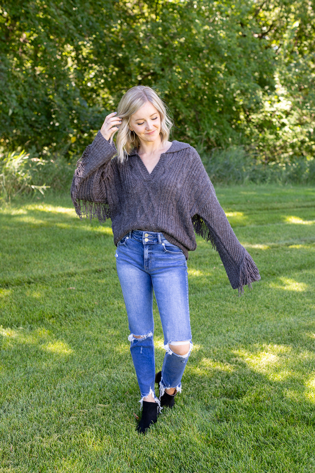 Boho Love Fringe Sweater -*1 LEFT*