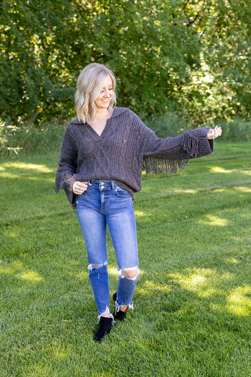 Boho Love Fringe Sweater -*1 LEFT*