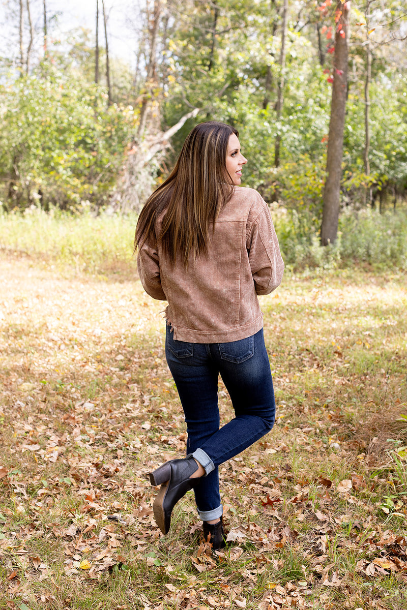 Having A Moment Pearl Studded Cord Jacket