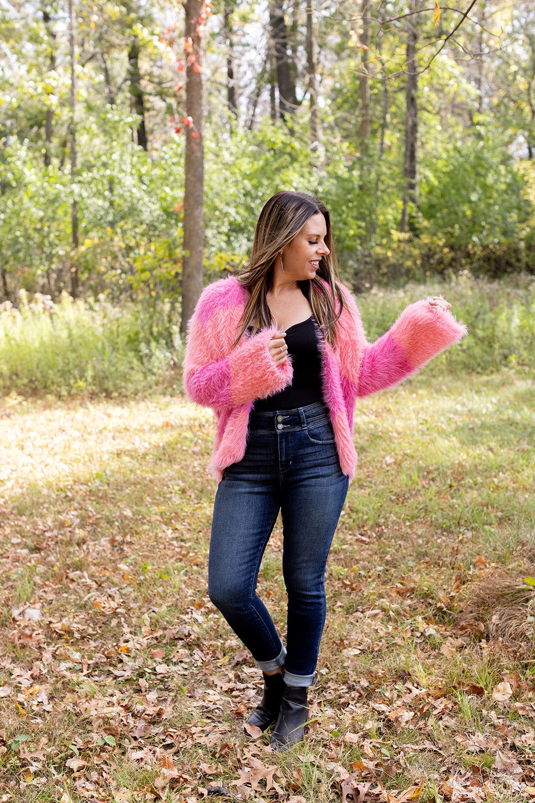 Check Please Fuzzy Color Block Sweater Cardigan