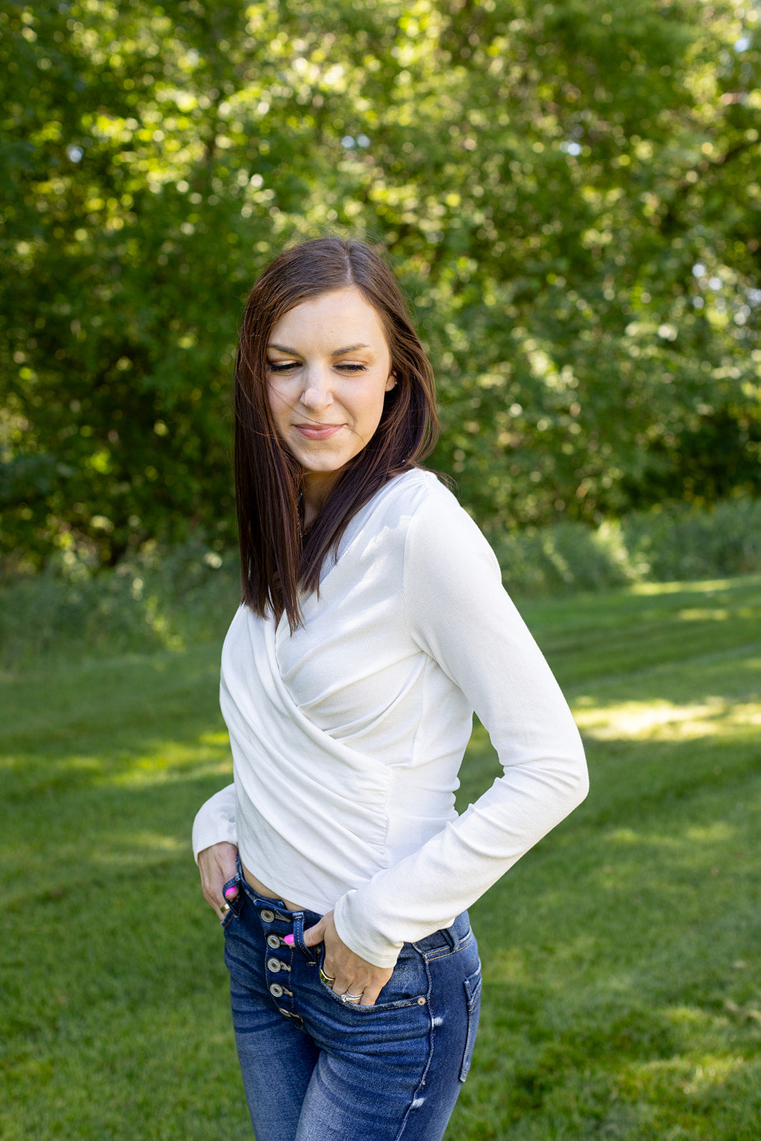 Stellar Look Ivory Wrap Top - *LOW STOCK*