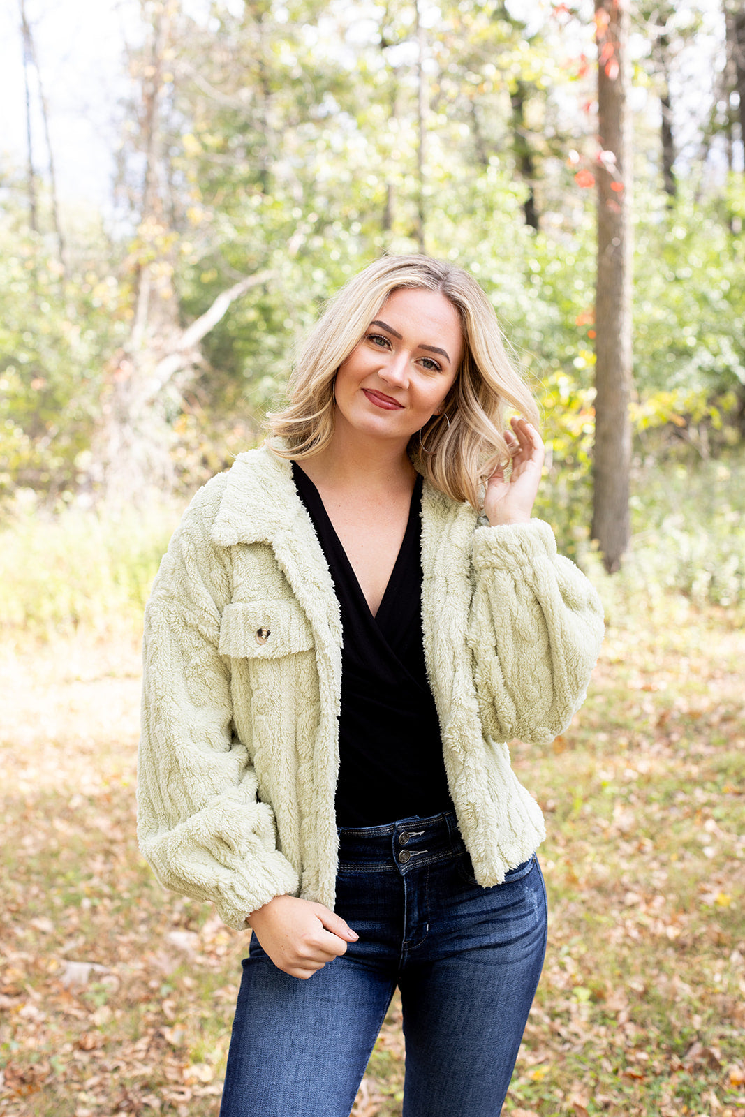 Weekend Stroll Sage Fleece Fur Jacket