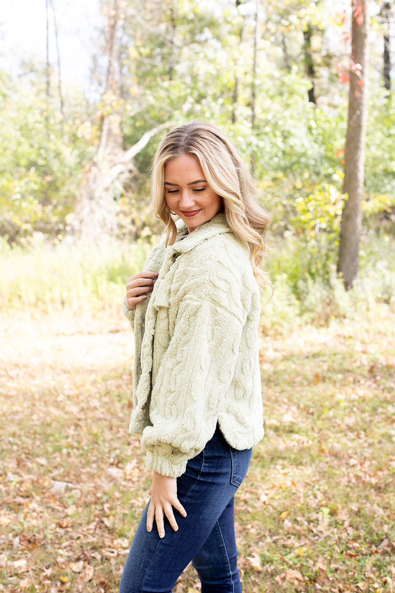 Weekend Stroll Sage Fleece Fur Jacket