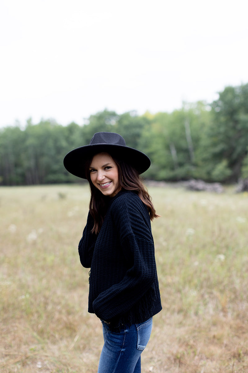 Road To Nowhere Black Fringe Sweater - *1 LEFT*