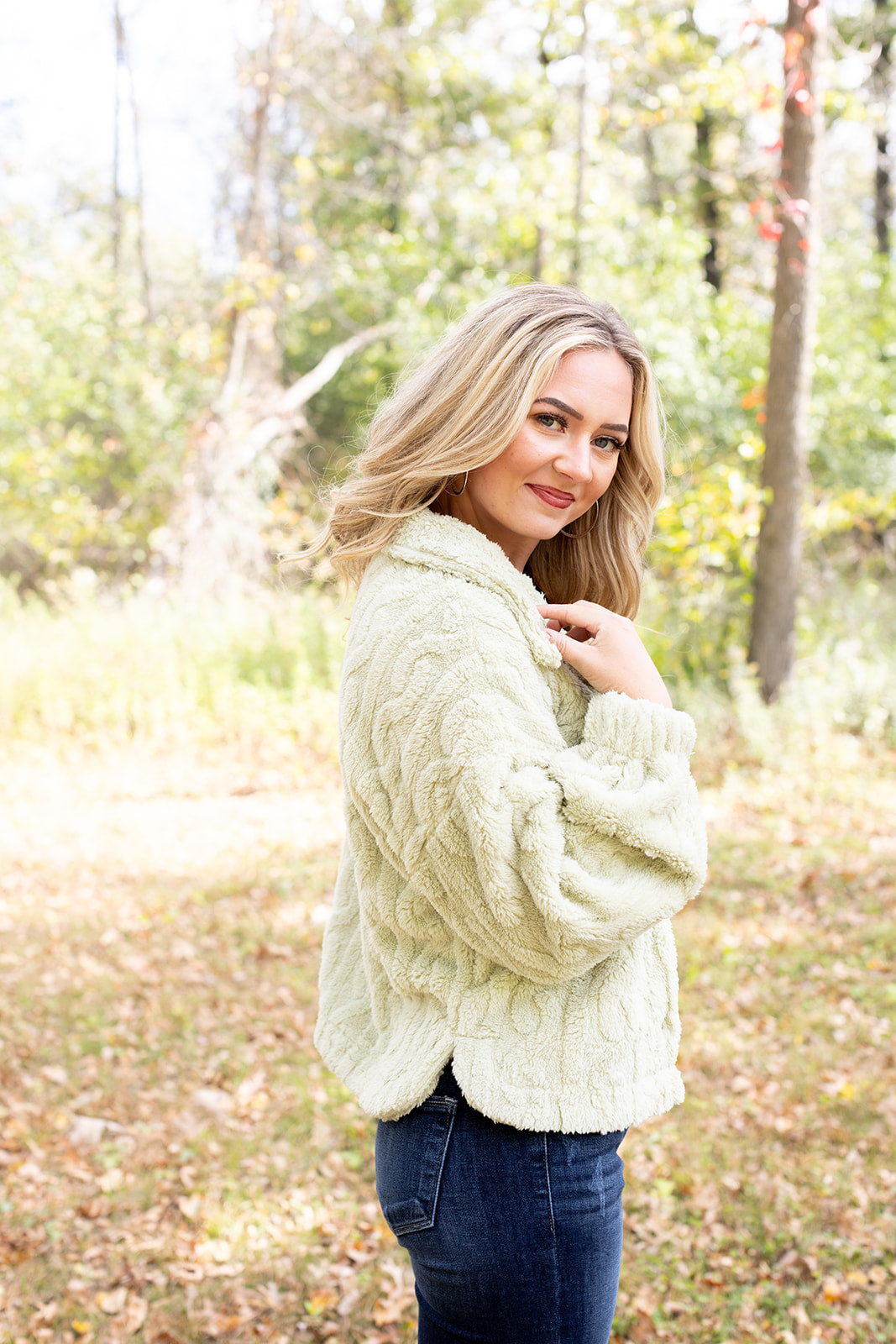 Weekend Stroll Sage Fleece Fur Jacket