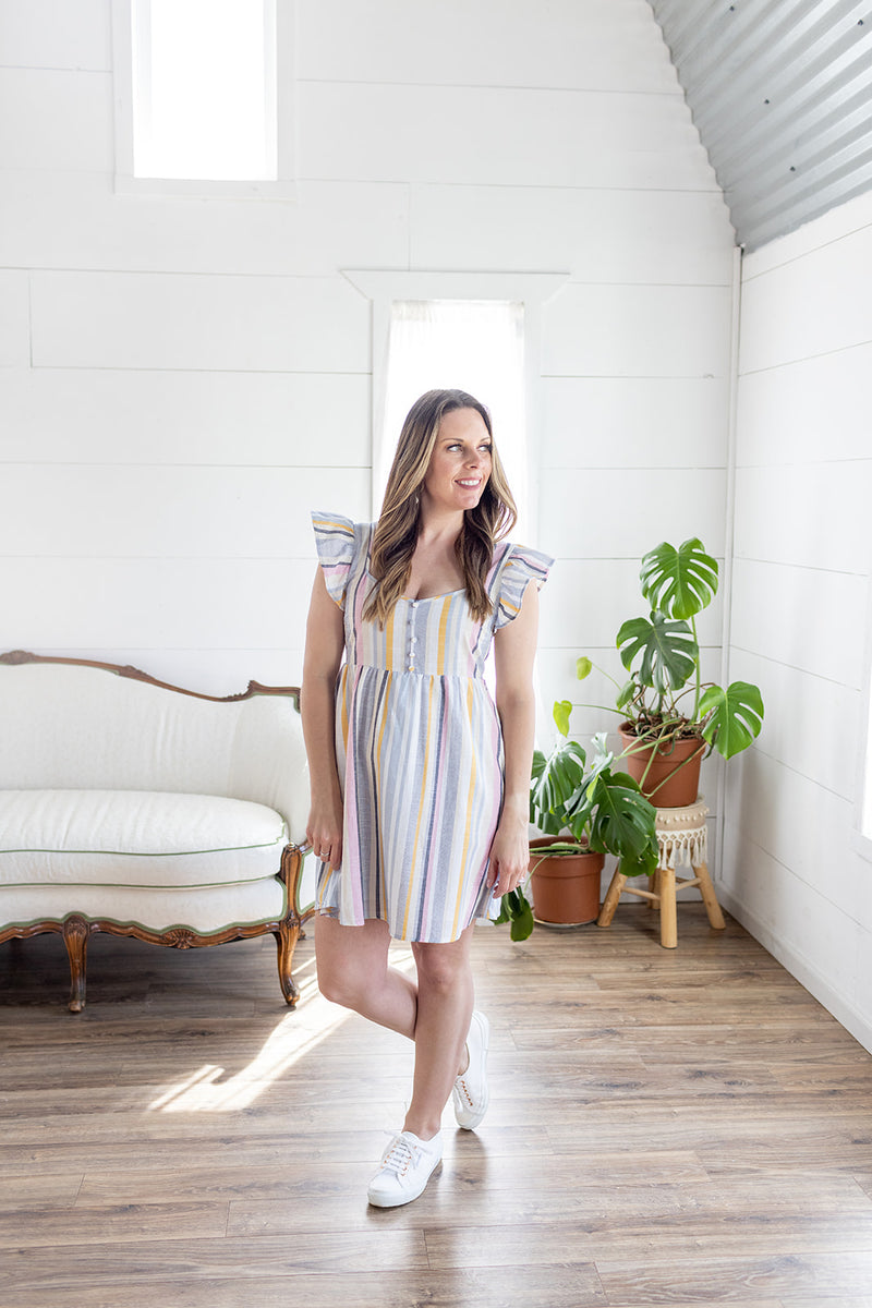 Lined Up Rainbow Stripe Dress - *1 LEFT*