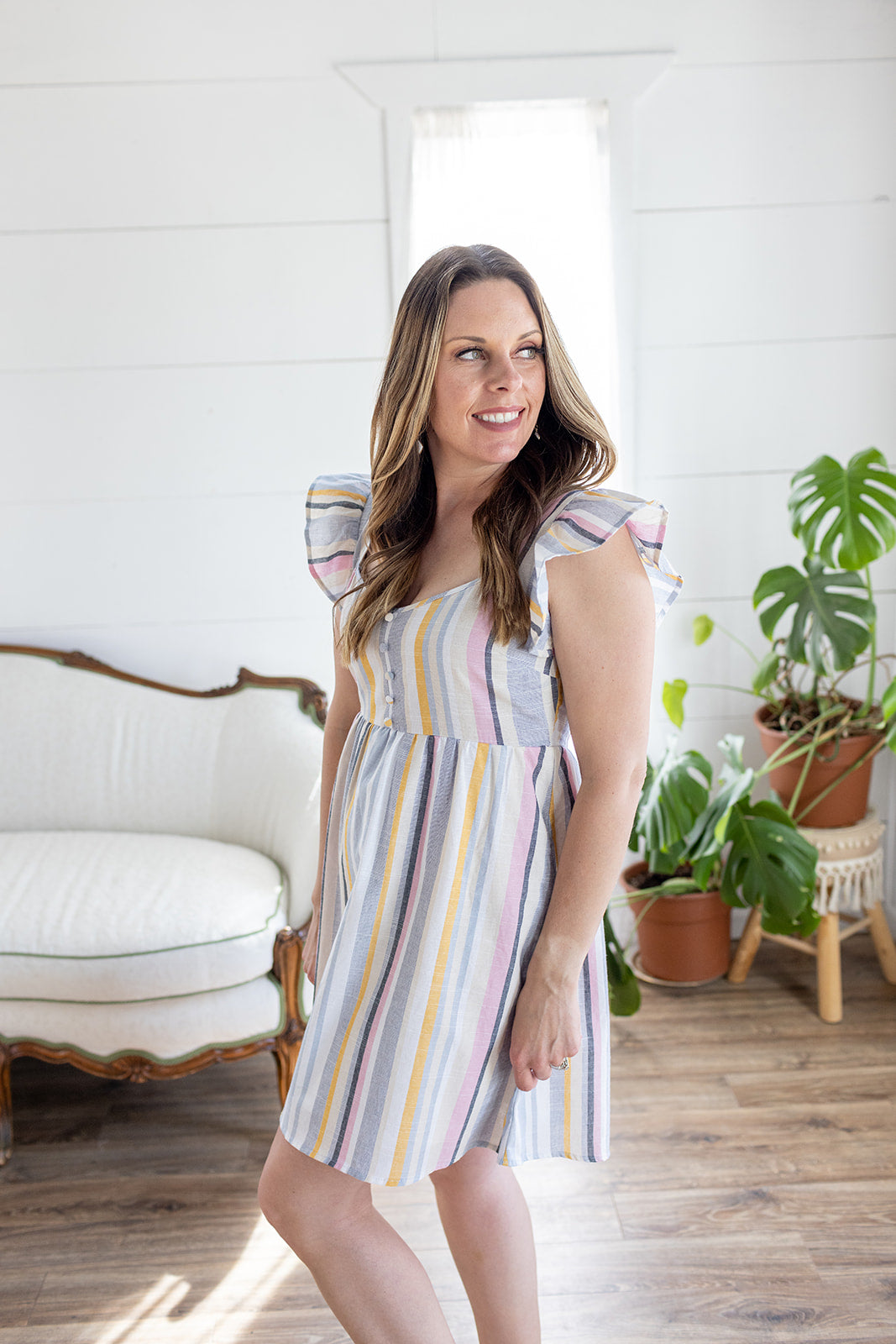 Lined Up Rainbow Stripe Dress - *1 LEFT*