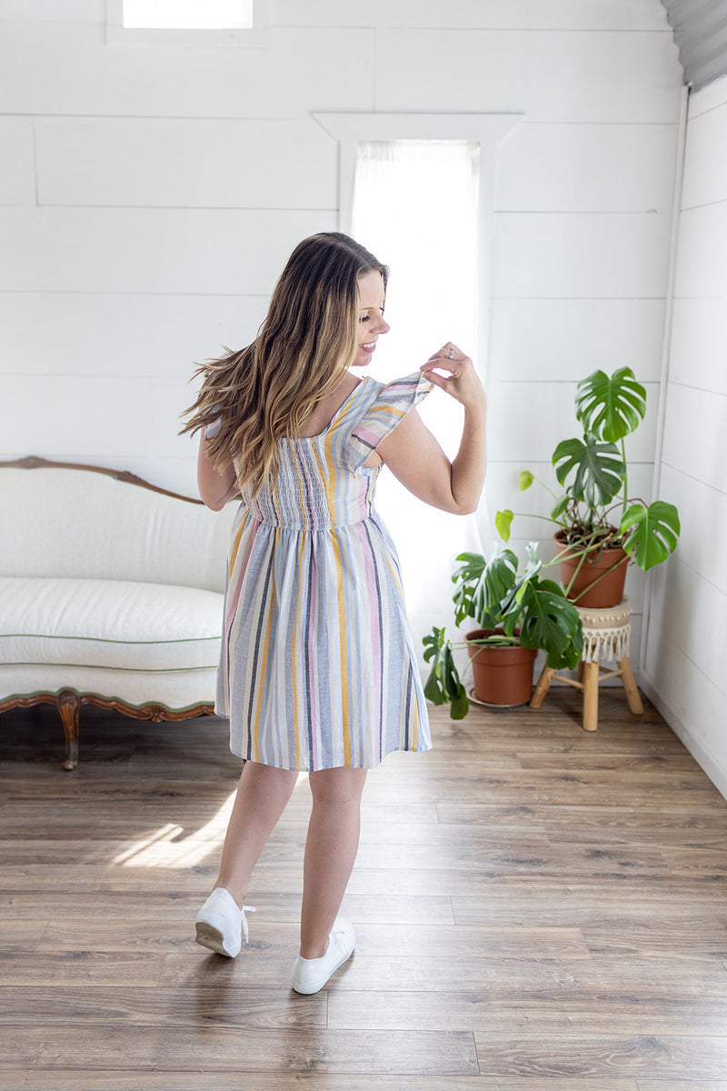 Lined Up Rainbow Stripe Dress - *1 LEFT*