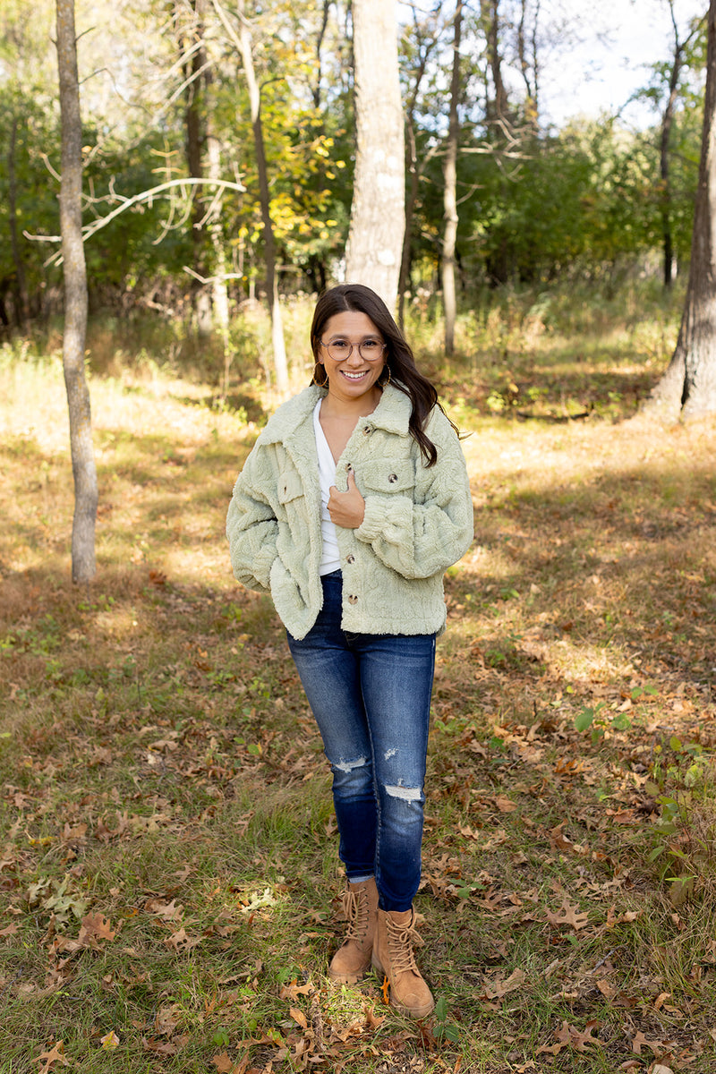 Weekend Stroll Sage Fleece Fur Jacket