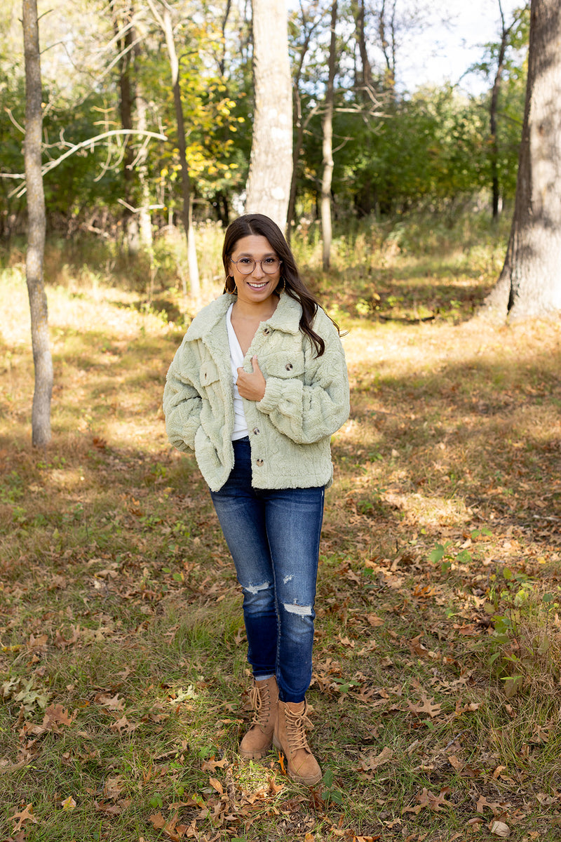 Weekend Stroll Sage Fleece Fur Jacket