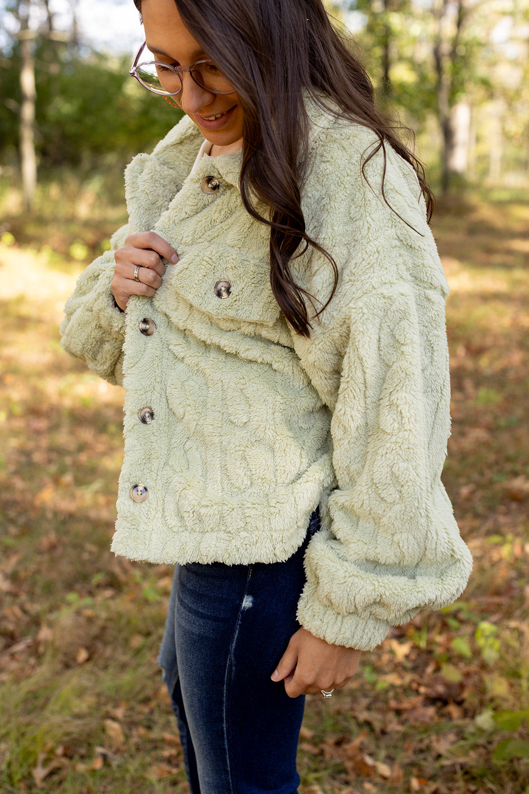 Weekend Stroll Sage Fleece Fur Jacket