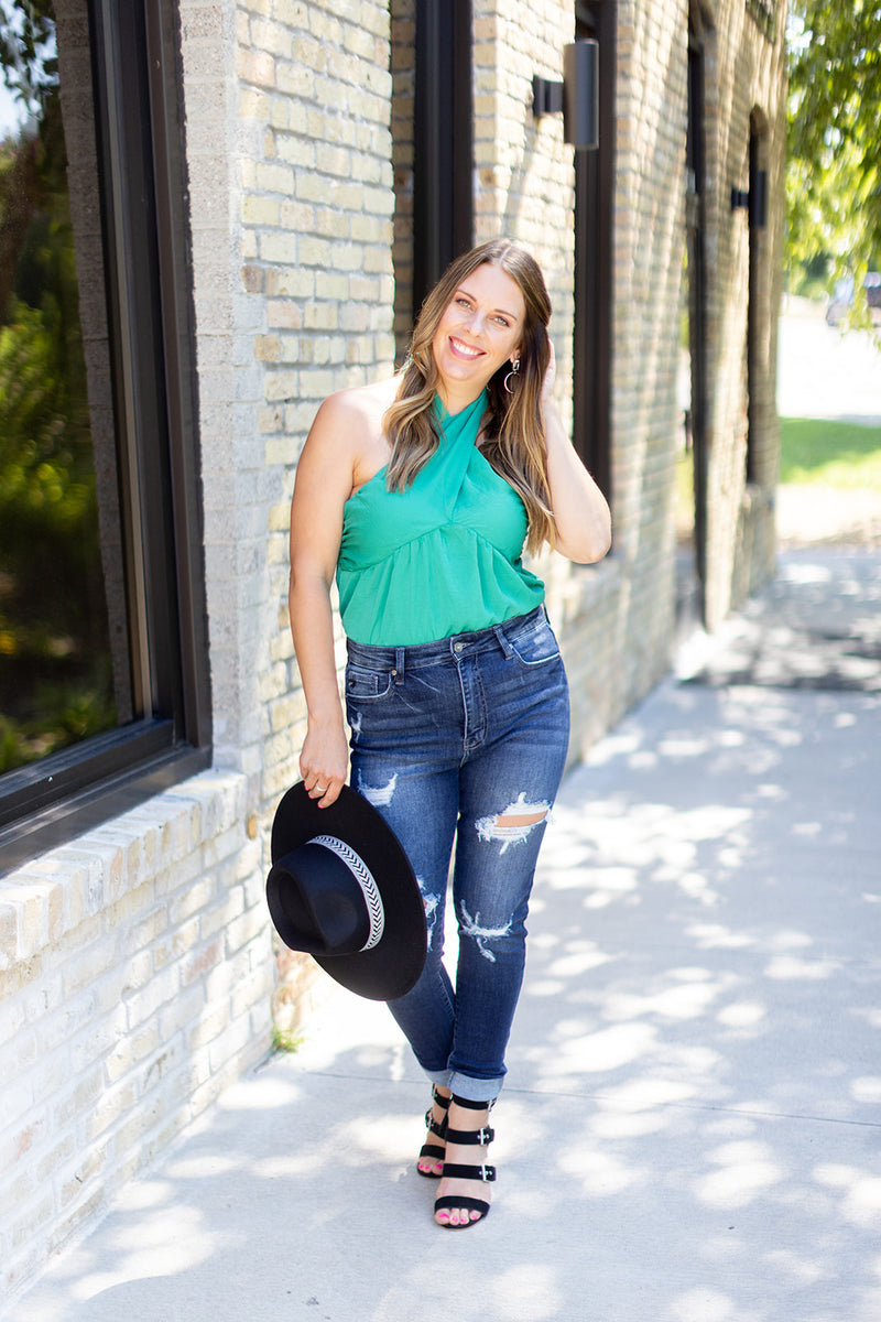 Adored By All Kelly Green Halter Bodysuit - *LOW STOCK*