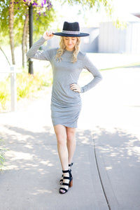 Eyes On You Ruched Grey Dress - *1 LEFT*