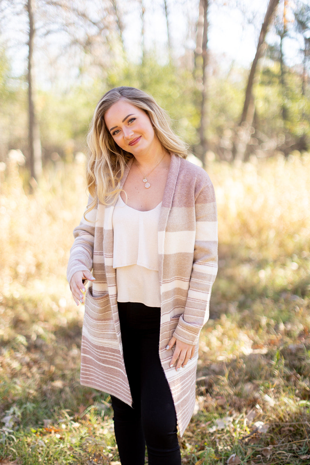 Makin' It Look Easy Taupe Stripe Heavy Cardigan - *LOW STOCK*