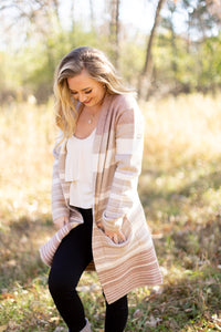 Makin' It Look Easy Taupe Stripe Heavy Cardigan - *LOW STOCK*