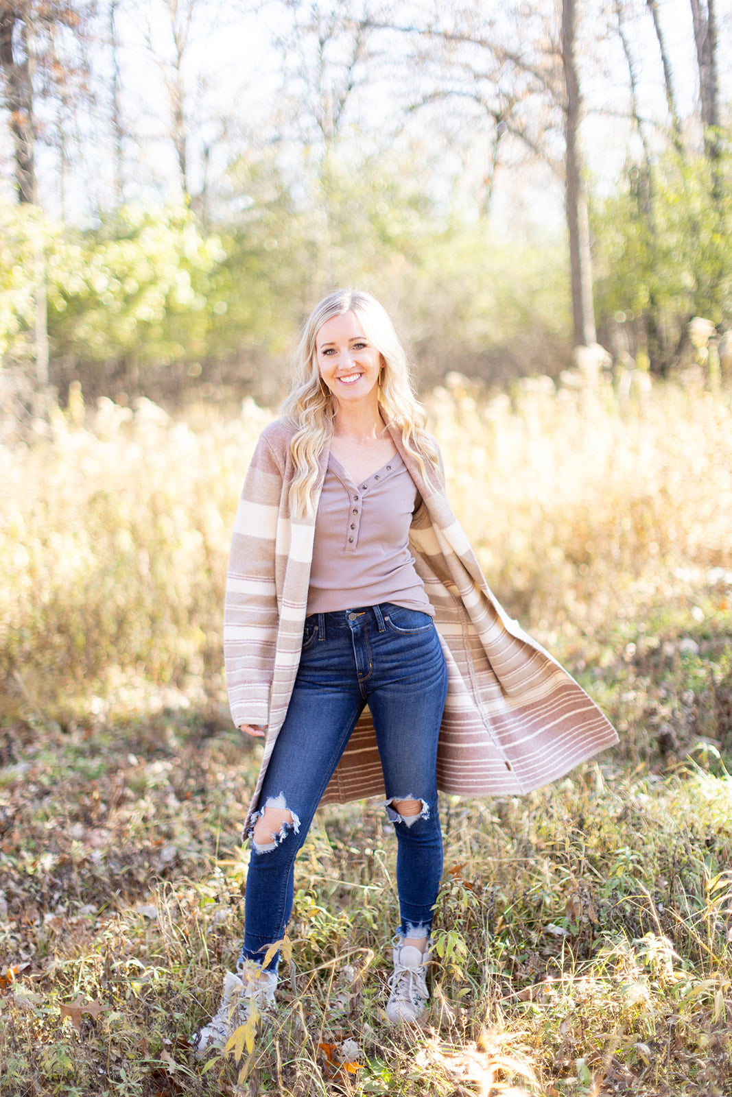 Makin' It Look Easy Taupe Stripe Heavy Cardigan - *LOW STOCK*