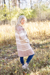 Makin' It Look Easy Taupe Stripe Heavy Cardigan - *LOW STOCK*