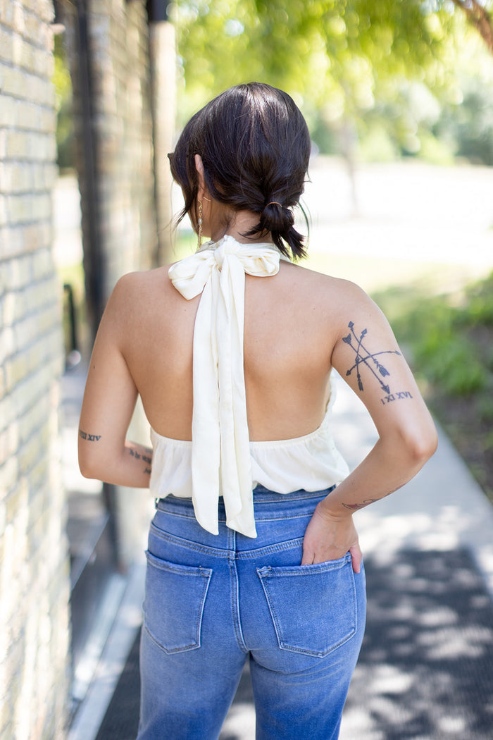 Adored By All Ivory Halter Bodysuit